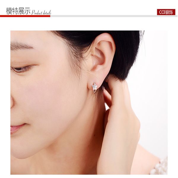 

korea board fashionable joker crystal snowflake earring fresh flower earring products eh027, Golden;silver