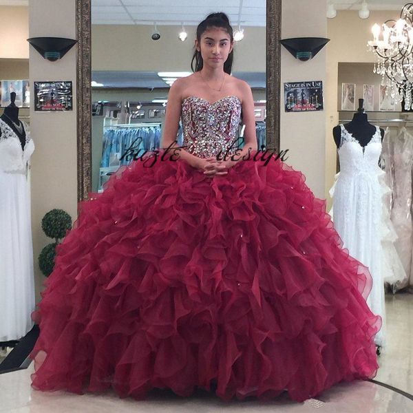 

бургундия бисером бальное платье quinceanera платья без бретелек декольте аппликации выпускного вечера платья кристаллы шнуровке обратно стр, Blue;red