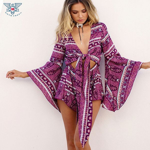 

2017 summer beach cover up women 2 piece sets chiffon long sleeve bikini covers print boho crop shorts two piece outfits, White;black