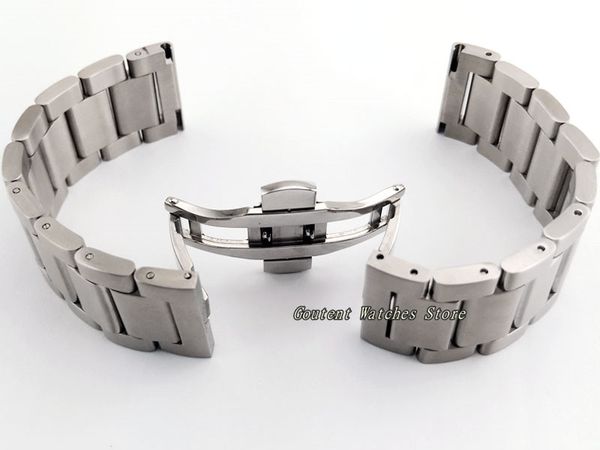 

22mm 316l stainless steel bracelet watchband fit 43mm men's watch, Black;brown