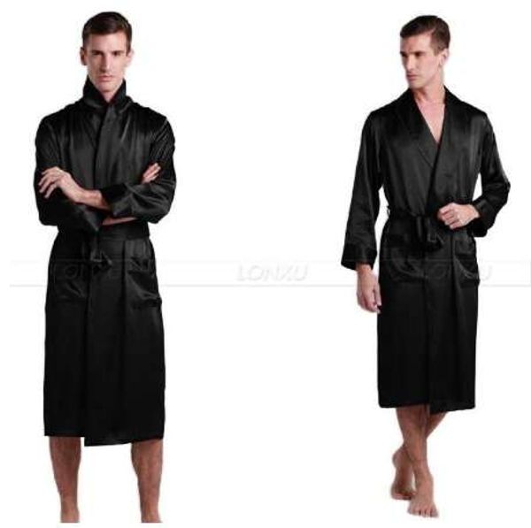 

mens silk satin pajamas pajama pyjamas robe robes bathrobe nightgown loungewear u.s.s,,l,xl,2xl,3xl plus __5colors, Black;brown