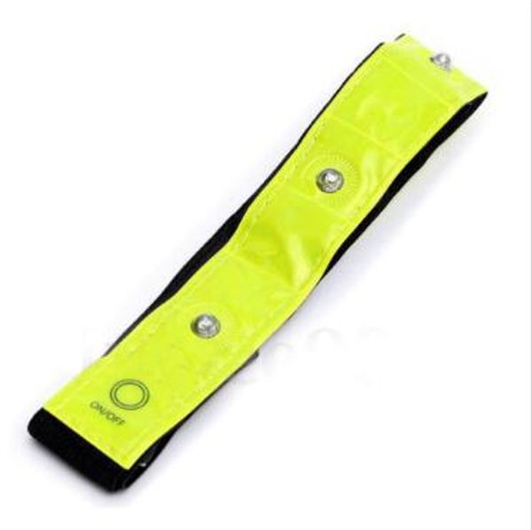 

Safety reflective yellow armband led light running cycling walking legwarmer high vi ibility 4 led reflective armband belt cca10372 300pc