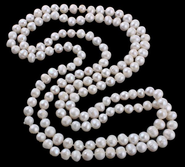 

yyw women ladies jewelry natural freshwater pearl necklace 8-10mm white pearl beaded 128cm long strand sweater chain neckalces, Silver
