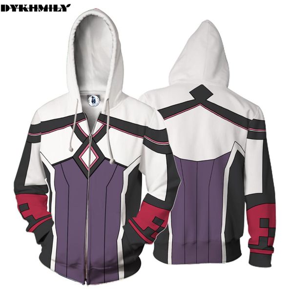 

dykhmily sword art series hoodies casual sportswear yuna hoody zipper man women 3d printed sweatshirt pullover, Black