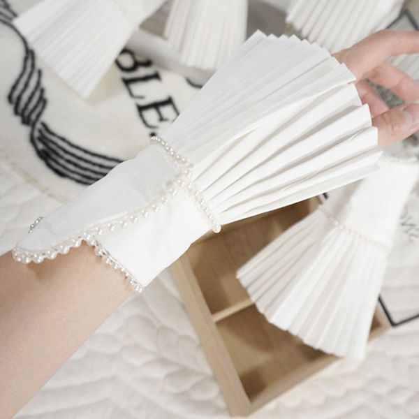 

fashionable exquisite white beads ballpoint pleated fake fantasy round warm soft gloves mysterious accessories fragrance, Blue;gray