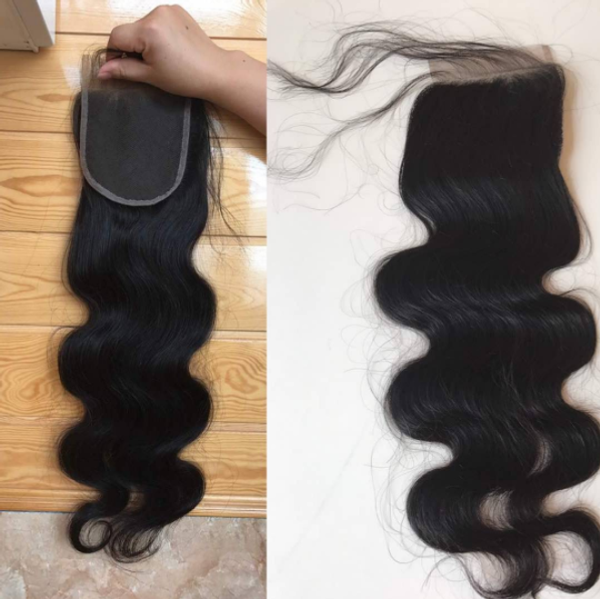 Brazilian Virgin Human Hair Weave Closures Body Wave Straight Top