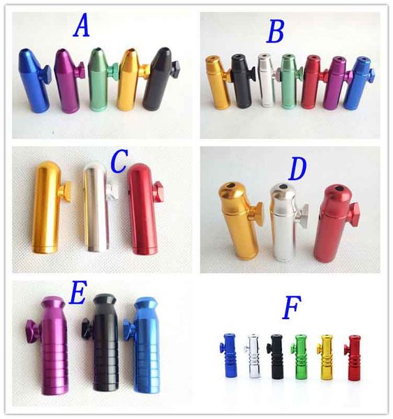 

aluminum pipe bullet snuff tobacco 6 snorter styles dispenser nasal endurable for shaped colors sniff metal tools smoking cigarette roc vqrn