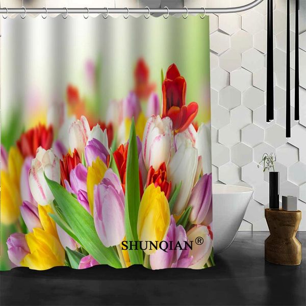 

new bathroom curtains tulips shower curtain customized shower curtain waterproof polyester fabric for bathroom