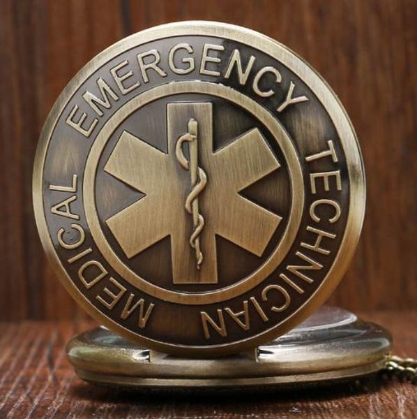 Emt Emergência Técnico Médico Paramédico Distintivo Estrela da Vida EMS Rescue Enfermeira Doctor Quartz Bolso Assista Colar Pingente Presente