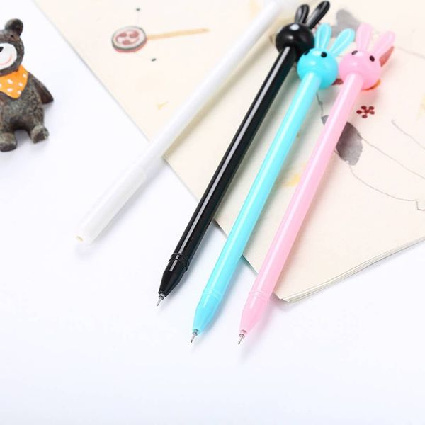 

0.5mm cute kawaii plastic gel pens lovely cartoon rabbit pen for kids gift korean style cartoon stationery student writing office supplies