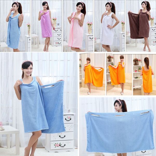 

magic bath towels lady girls spa shower body wrap bath dress robe bathrobe beach dress wearable magic towel 6 color thick style hh7-1826