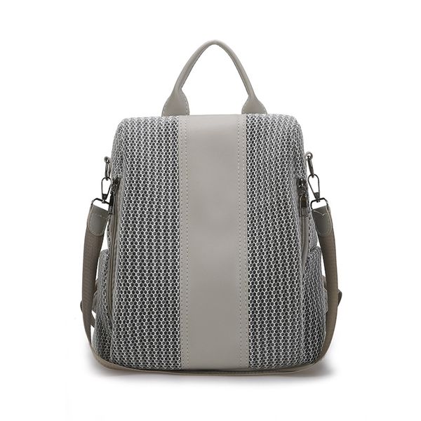 

2018 mesh breathable backpack female multifunction nylon patchwork pu leather backpack women comfortable lady rucksack schoolbag