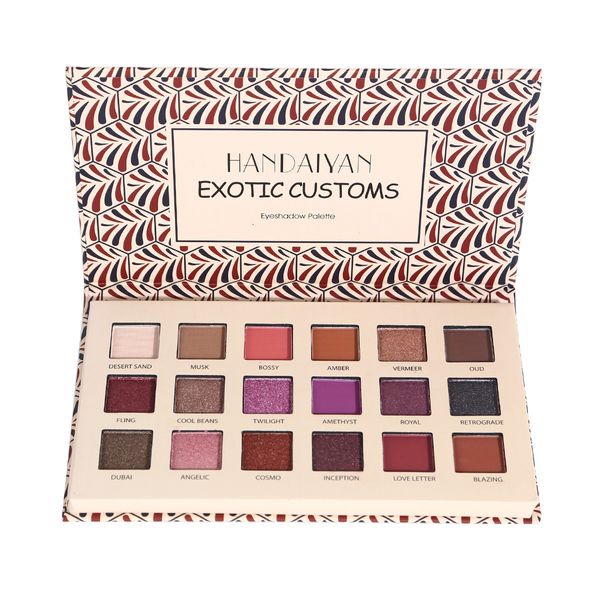 Top Quality Handaiyan Exotic Alfândega Matte Sombra Paletes 18 Color Shimmer Eye Shadow