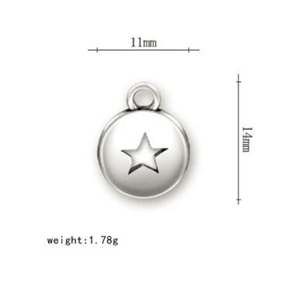 

2021 tibetan silver plated stars on disc message charm jewelry other customized jewelry, Bronze;silver