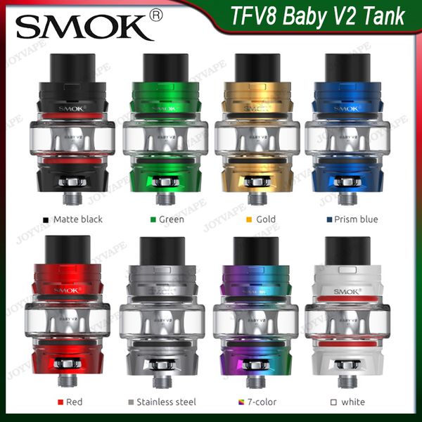 

SMOK TFV8 Baby V2 Бак Распылитель 5 МЛ с Baby V2 A1 A2 Катушки Быстрее Нагрев Массивный Пар Антибактериальный дизайн против утечки 100% оригинал