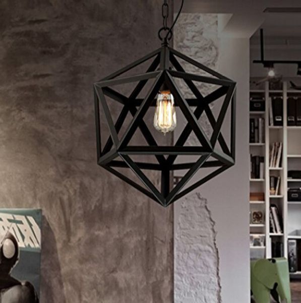 Restoration Hardware Vintage Pendant Lamp Loft Pendant Lights Diamond Steel Polyhedron Pendant Lamp Bar Living Room E27 Bulb Pendant Lights For