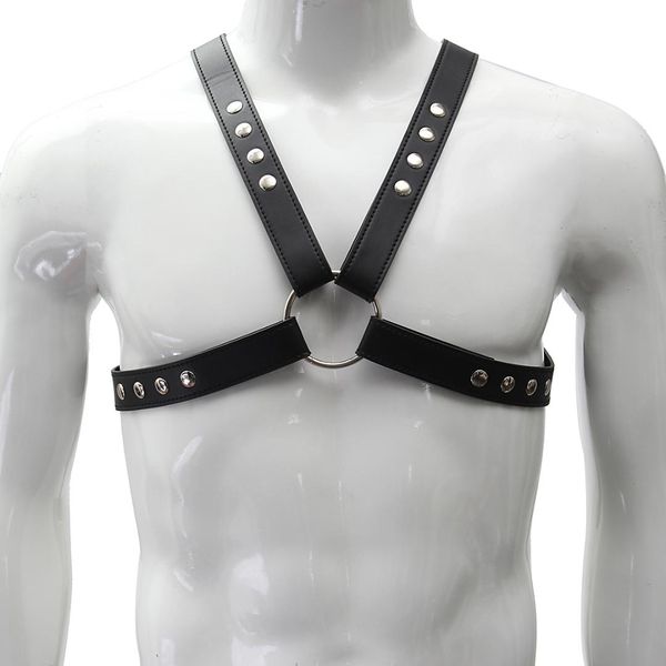 

3pcs/set adjustable buckles gothic waistband pu leather men punk belt body bondage cage chest strap harness goth gay suspenders, Black;brown