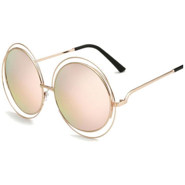 

retro round big size oversized lens mirror brand designer pink sunglasses lady cool retro women sun glasses female 3018, White;black