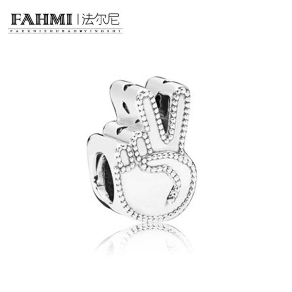 

fahmi 100% 925 sterling silver 1:1 original symbol of peace charm 797215 beaded fashion women's wedding jewelry gift 2018, Black