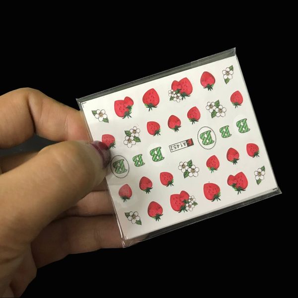 

12pcs/lot fruit designs nails art manicure water decals decorations water transfer nail stickers for nails tips beauty, Black