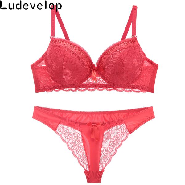 

bra set lace push up women underwear panty set cotton refreshing bra brief sets france lingerie suit, Red;black