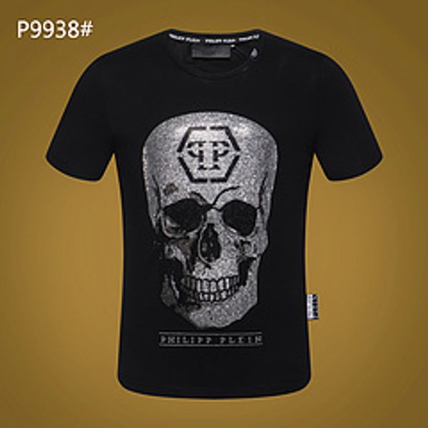 

2019 fa hion printed phillip plain t hirt men hort leeve pp hirt
