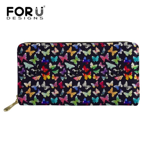 

forudesigns кожа женщины кошельки уникальный бабочка печати держатели длинные организатор телефон сумка дамы сцепления сумки, Red;black