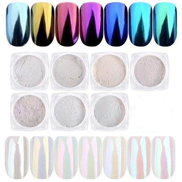 

nail art shell powder mirror effect glitter chrome pigment dust shimmer gel uv polish tips manicure decoration diy tools salon, Silver;gold