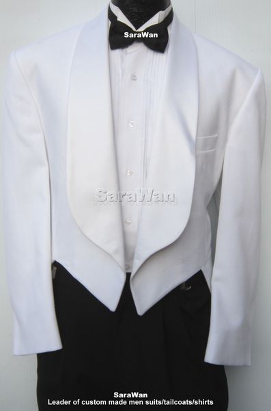 

custom made to measure white evening tailcoats wide shawl lapel,bespoke wedding tailcoat suit,tailored groom long tail tuxedos, White;black