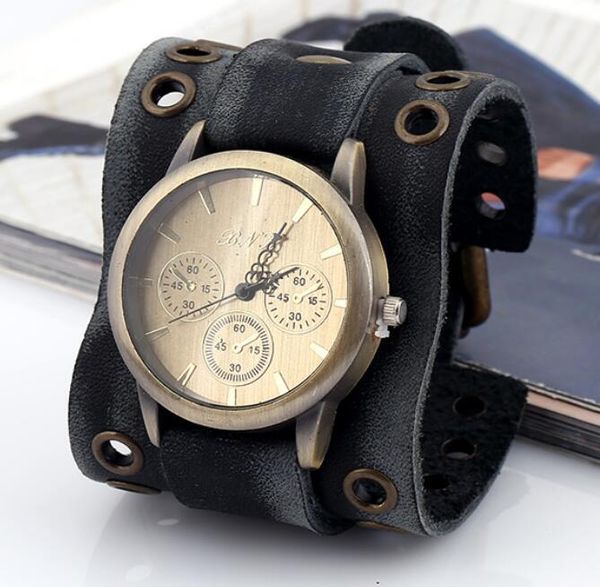 Moda Punk Men Quartz Assista Genuine Leather Designer Retro Personalidade Assista a Steampunk Wristwatch Gifts for Mach