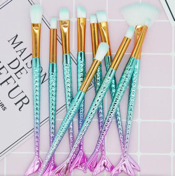 

2018 mermaid makeup brushes set foundation blending powder eyeshadow contour concealer blush cosmetic makeup tool ing
