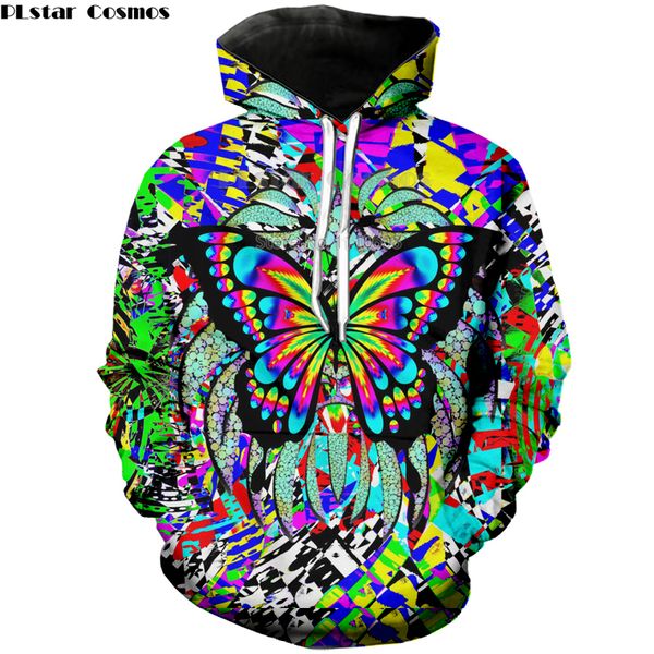 

artwork fashion sweatshirt hoodies rainbow 3d print trippy pullover hoodies men women plus size coat, Black