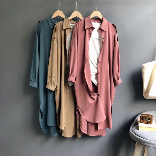 

2018 new port of flavour chic loose long trench coat female 1595, Tan;black