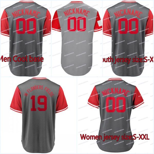 

2018 Players Weekend Jersey 19 Votto "In Flanders Fields" 34 BAILEY "HOMER" 4 DIXON "B DIX" 48 HUGHES "ROBOT" Baseball Jerseys