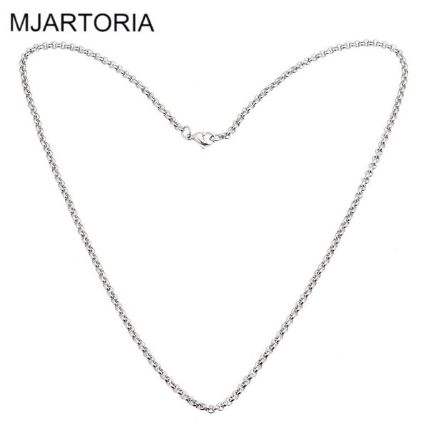 

2016 new 1pc stainless steel silver tone 3mm square rolo chain necklace 52cm