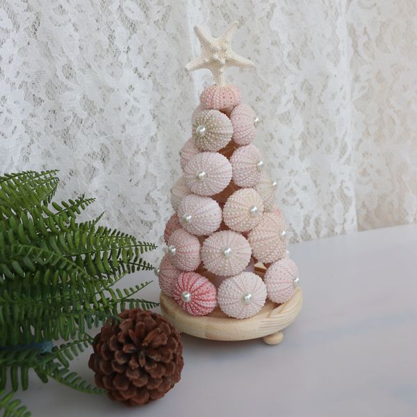 Pink Sea Urchin Christmas Tree Natural Shell Conch Beach Wedding