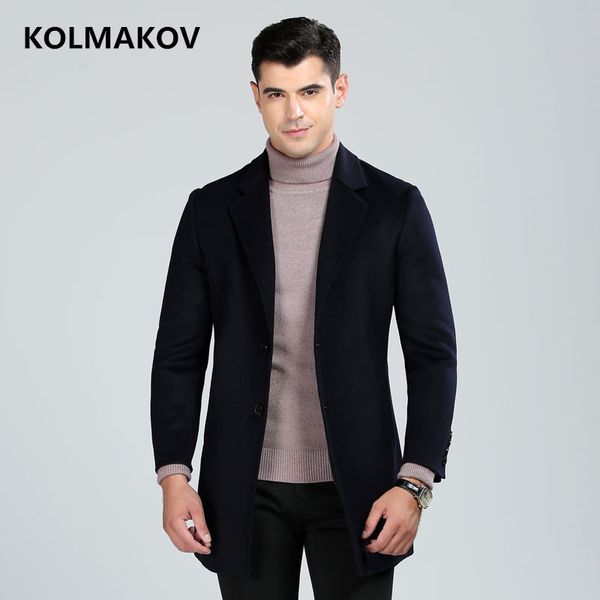 

2018 brand mens winter coat wool thick coats jackets long double-faced men's woolen coats cashmere outwear man plus size m-3xl, Black