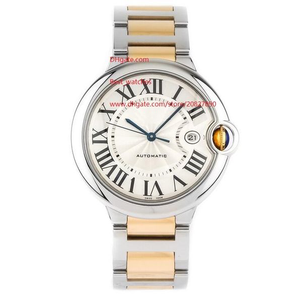 

factory supplier 42mm automatic white dial w69009z3 two tone steel gold bracelet men's watch watches wristwatches, Slivery;brown