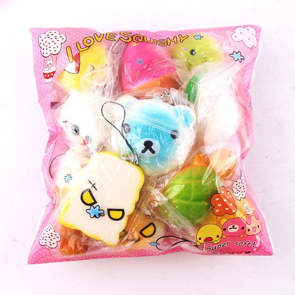 

10/15/20 pcs cute squishy jumbo medium mini random soft phone straps gift pack
