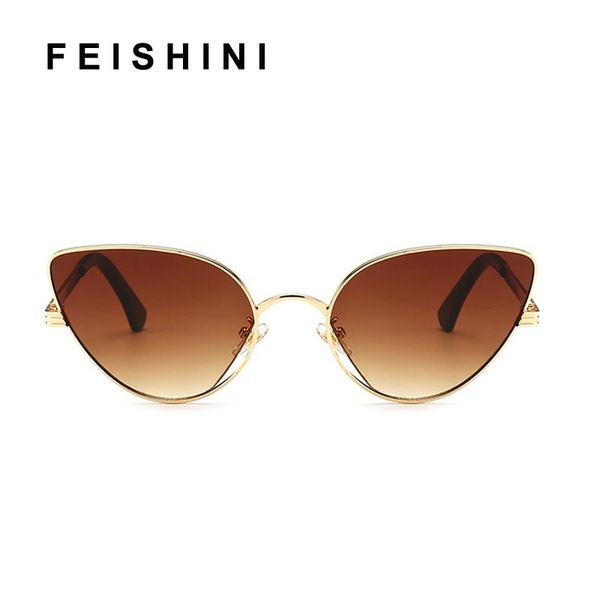 

celebrity cat eye sunglasses ladies gradient grey lens fashion light weight mirror sunglass for women vintage metal eyewear, White;black