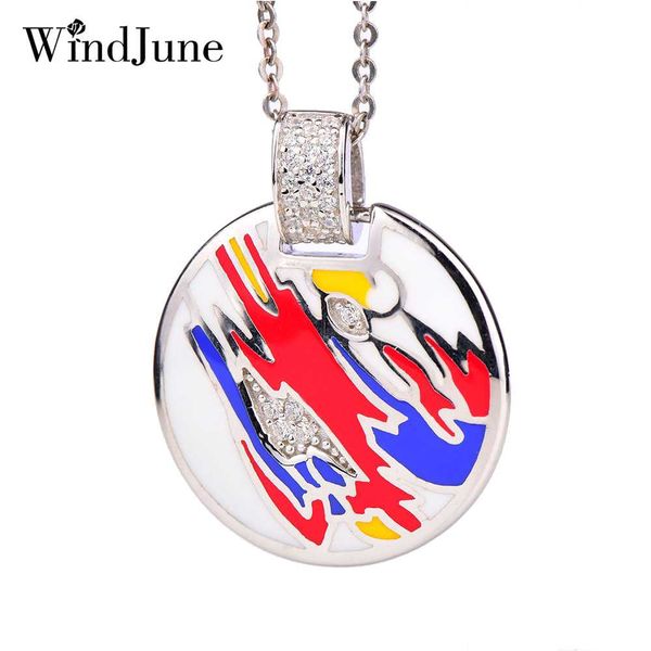 

windjune vintage enamel silver pendant for women necklace chain authentic 925 sterling silver necklace pendant enamel jewelry