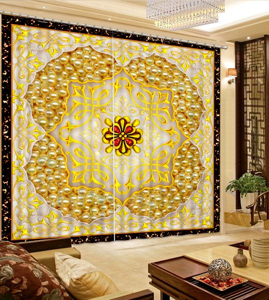 

customize pearl flowers art printing blackout curtain living room or l window curtain 3d home decoration