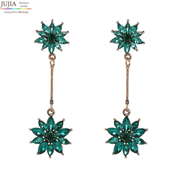 

jujia good quality new fashion women statement crystal earrings for women fashion earring factory prwholesale flower earring, Silver