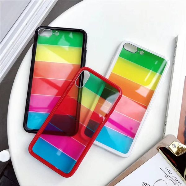 

latest for iphone case rainbow color design for goophone x designer phone case tempered glass phone cover