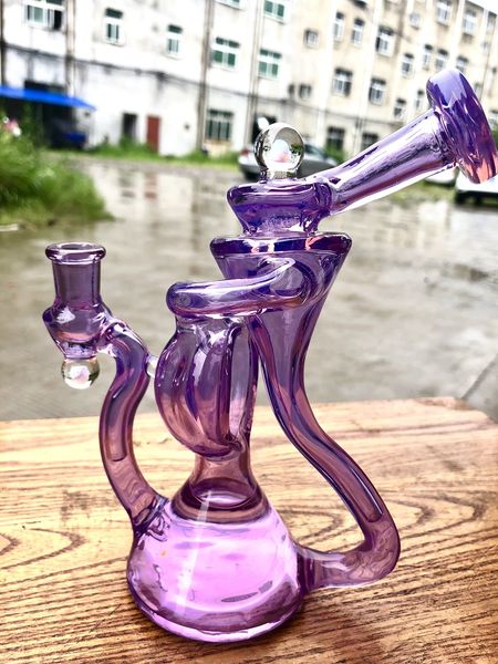 Set da fumo, pipa, piattaforma petrolifera viola, connettore bong in vetro da 14 mm, benvenuto su ordinazione