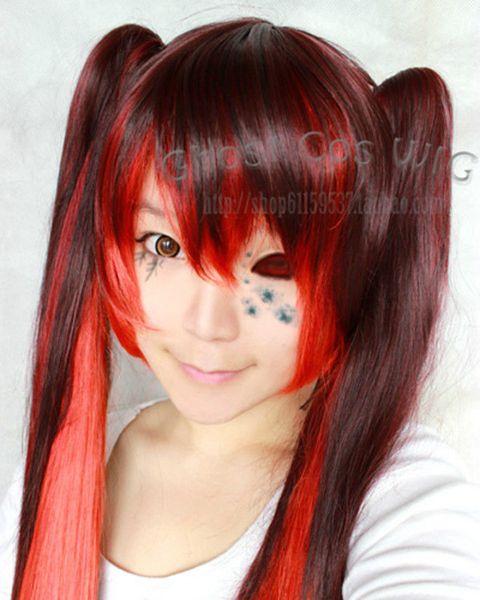 Vocaloid Bacterial Contamination Gradient Color Cosplay Wig+2 clip Rabo de Cavalo