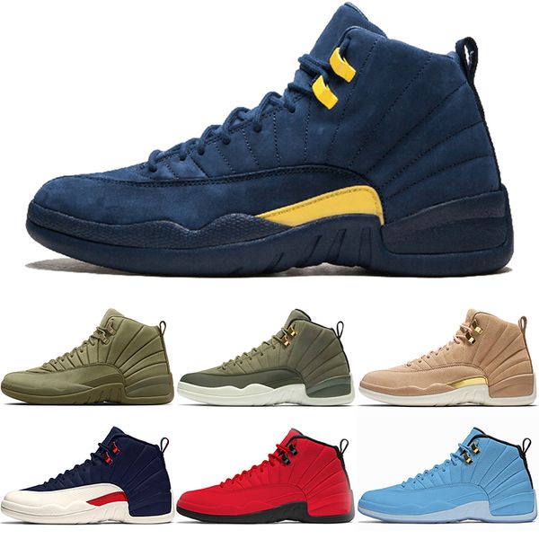 

Designer 12 12s Men Basketball Shoes CP3 Class of 2003 Michigan College Navy Bulls University Blue PSNY Trainer Sport Sneaker Size 41-47