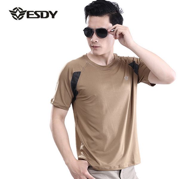 

2017 outdoor esdy summer thin elastic tactical cargo jungle soldier patchwork short sleeve tshirt stretch camo tees, Gray;blue