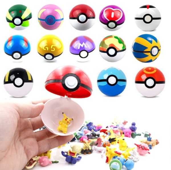 

New arrival 13 type pikachu ball 7cm anime ball with action figure ab uper ma ter elf ball toy different pokball mini model