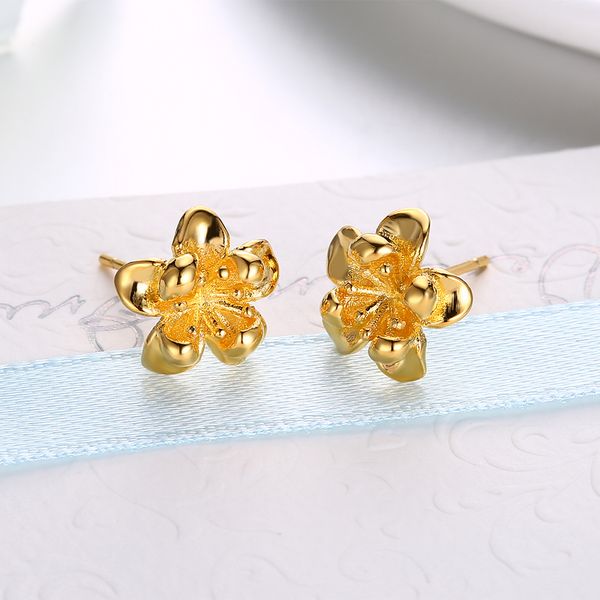 

designer jewelry 18k gold women glittering ear studs gold plated / rose gold flower earrings bridal wedding earrings, Golden;silver